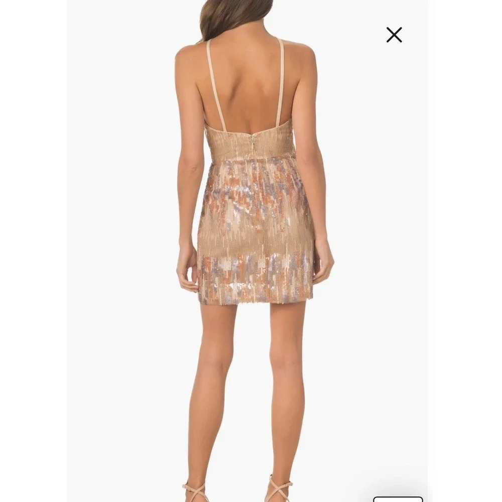 Dress the Population Victoria Sequin Halter Mini Dress Cocktail Party‎ Glam XL